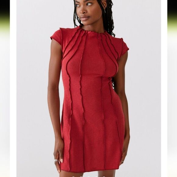 - NWT Burgundy seamed a line mini dress size M - Picture 2 of 10